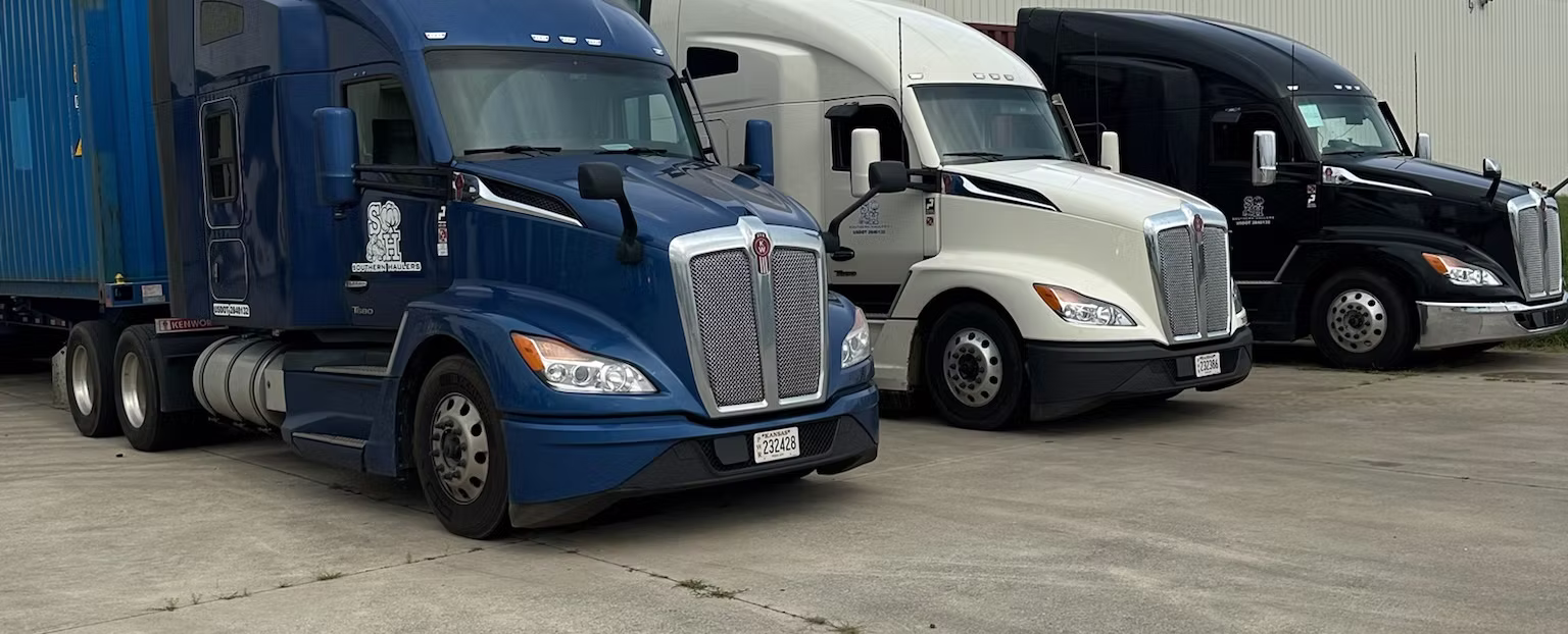 Southern Haulers fleet of container drayage trucks serving Savannah, Charleston, and Jacksonville ports from our South Georgia headquarters